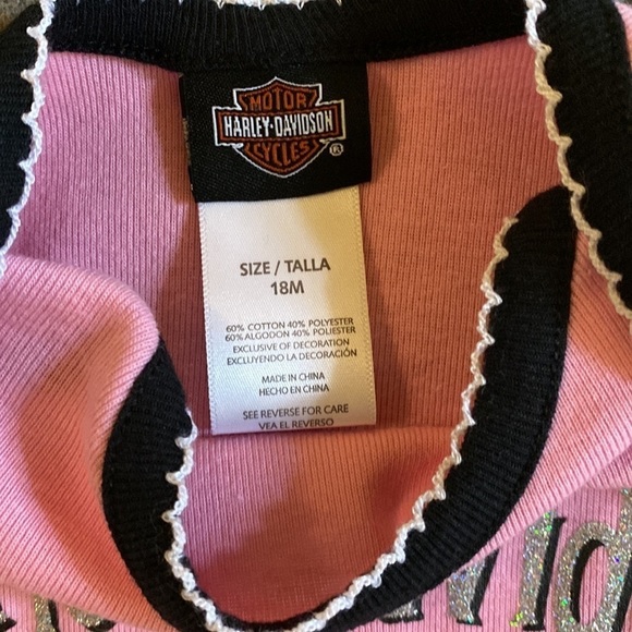 REDUCED Harley Davidson Baby Girl Onesie & Bib Set Sz 18 mos NWOT - Picture 2 of 3